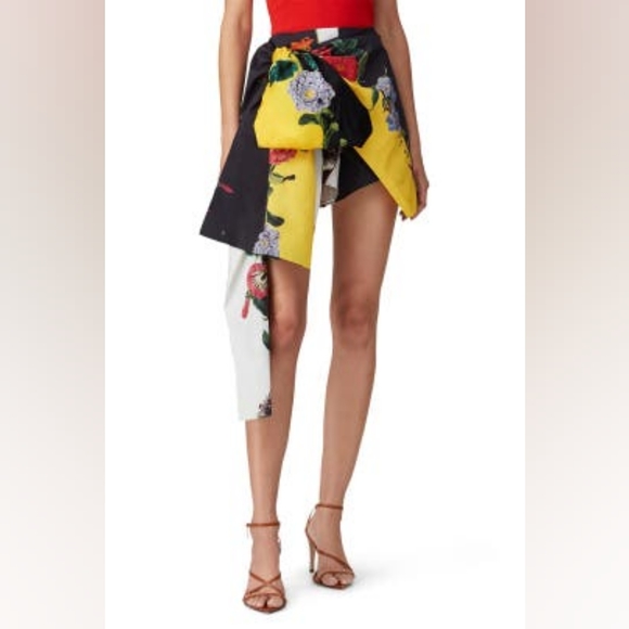 $1,490 S2020 NEW OSCAR DE LA RENTA STUNNING FLORAL RUNWAY BOW SHORT SKIRT US S - Picture 7 of 11